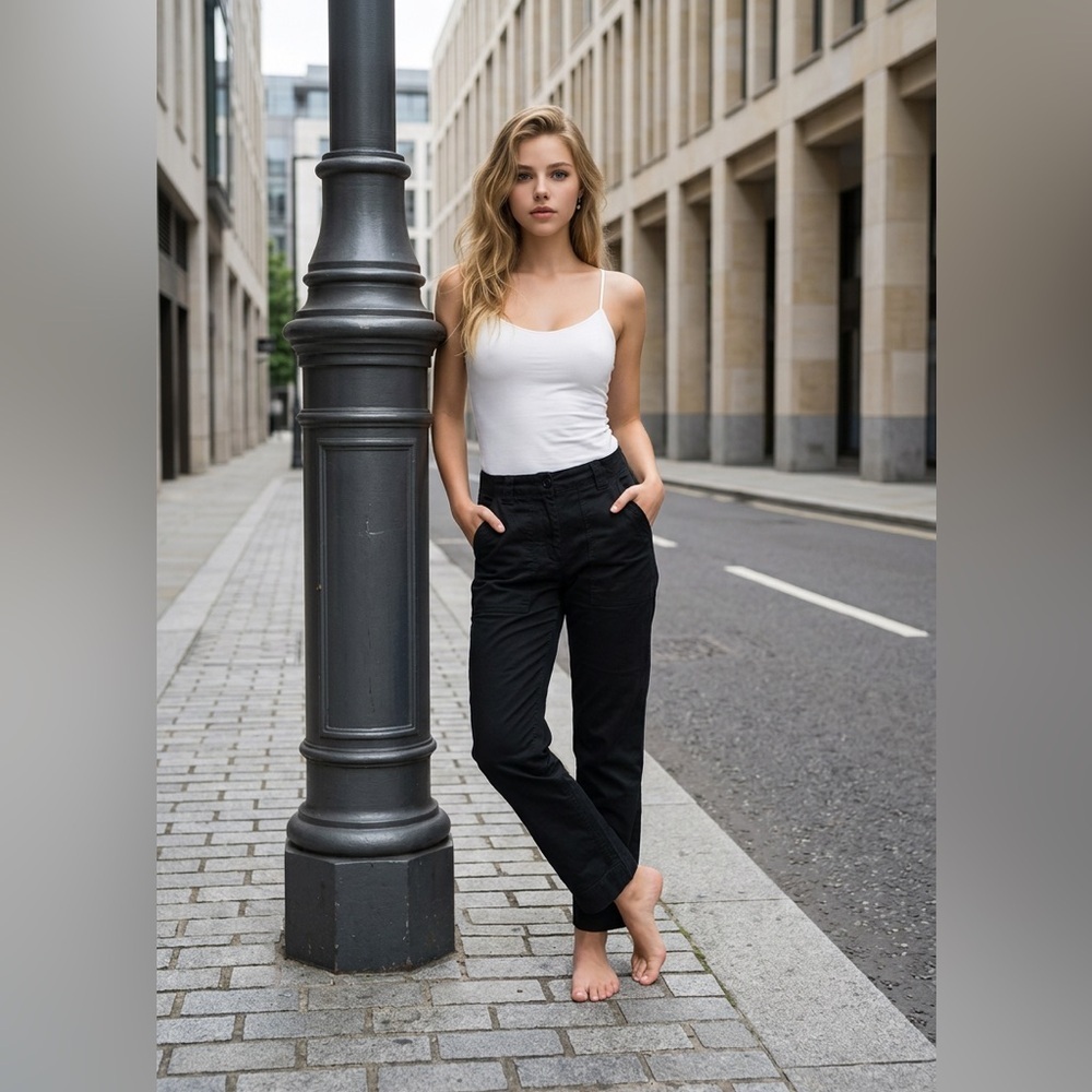 A.L.C. Women's Stretch Black‎ Pants High Waist Size 6 Straight Leg Belted